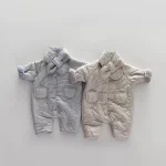 [66-90cm] スカーフ付き キルティング オールインワン - Image 2