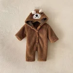 [66-90cm] 熊柄 ボア オールインワン - Image 3