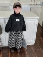 [80-140cm] ハイネック ミックスカラー トップス - Image 4