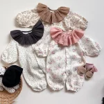 [66-90cm] フリル襟リネン オールインワン - Image 9