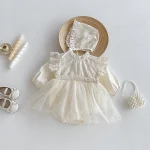 [66-90cm] 肩フリル レース ロンパース - Image 11