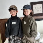 [80-140cm] ハイネック ミックスカラー トップス - Image 8