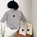 [66-90cm] ハート柄 ハイネック ロンパース - Image 5