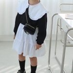 [80-120cm]折り襟 バイカラー 重ね着風 長袖 ワンピース - Image 7