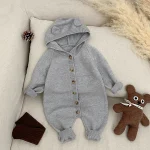 [66-100cm] 熊デザイン フード付き オールインワン