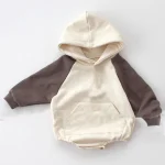 [65-100cm] フード付きカラー切り替え ロンパース - Image 9