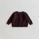 [80-130cm] クールネック シンプル カーディガン - Image 5