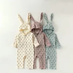 [66-90cm]ロンパース ウサギ柄 ドット オールインワン ベビー服 - Image 5