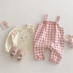 [73-100cm]サロペットOR長袖Tシャツ 可愛い ピンク チェック おしゃれ - Image 9