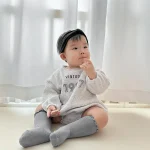 [66-90cm] 数字柄 ワッフル ロンパース - Image 3