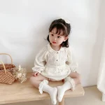 [66-100cm]セットアップ 丸襟 刺繍 可愛い ベビー服