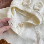 [66-90cm] フーディ熊柄 オールインワン - Image 10