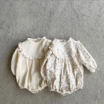 [66-90cm] 花柄 ナチュラル ロンパース - Image 7