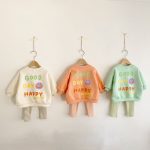 [66-90cm]スウェット スマイル柄 英字 可愛い トップス - Image 2