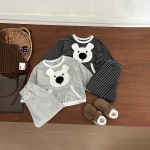 [73-110cm] 熊柄 ボーダー セットアップ - Image 7