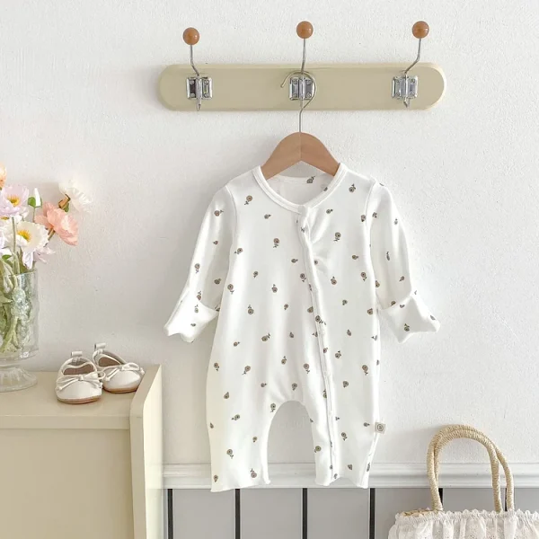 [66-90cm] 花柄 ロンパース