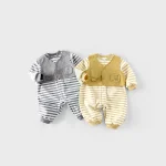 [66-90cm]セットアップ ベスト& ボーダー ロンパース 2点セット - Image 5