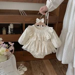 [66-90cm] フリルレース襟 ロンパース - Image 7