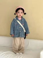 [80-150cm]デニム アウター ポケット付き カジュアル 人気 - Image 2