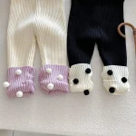 [66-100cm] ボンボン付き カラー切り替え レギンス - Image 13