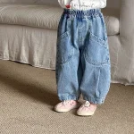 [80-150cm]デニムパンツ ポケット付き カジュアル 履きやすい - Image 8