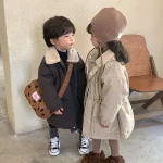 [80-150cm] ボア襟 ロングコート - Image 6