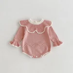 [66-100cm] フリル襟 ニット ロンパース - Image 13