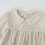 [66-90cm] ノーカラーコーデュロイ ロンパース - Image 8