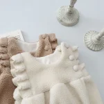 [66-90cm] 肩フリル ボア ロンパース - Image 7