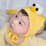 [66-90cm]帽子付き 目デザインボーダー ロンパース - Image 6