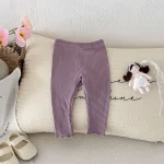 [66-100cm] ノーカラー リブ レギンス - Image 5