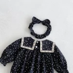 [66-140cm] リボン 小花柄 ロンパース or ワンピース