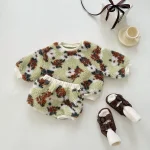 [66-90cm] チェックOR花柄 セットアップ - Image 3