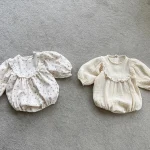 [66-90cm] 花柄 ナチュラル ロンパース