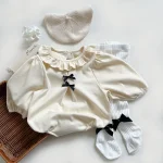 [66-90cm] リボン フリル襟 ロンパース - Image 14