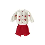 [66-90cm]2点セット 韓国風 イチゴ カーディガン&ボトムス - Image 6