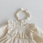 [66-90cm] レース フリル ロンパース - Image 15