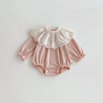 [66-100cm]ロンパース レース襟 可愛い 肌触り良い ベビー服