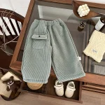 [73-110cm] コーデュロイボア ボトムス or犬柄 シャツ - Image 9