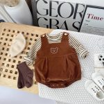 [66-90cm]セットアップ ロンパース&Tシャツ クマ ブラウン 可愛い ベビー服 - Image 10