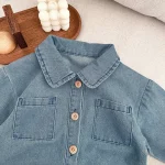 [66-90cm]ポケット付きデニム オールインワン - Image 11