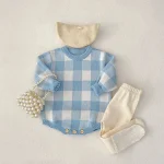 [66-90cm]ロンパース チェック柄 ニット 可愛い ベビー服 - Image 14