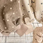 [73-120cm]カジュアルパンツ 韓国風 ドットコーデュロイ ボトムス - Image 11