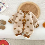 [66-90cm] ボア 熊プリント オールインワン - Image 6