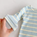 [66-100cm] カモデザイン サロペット & ボーダー シャツ 2点セット - Image 11