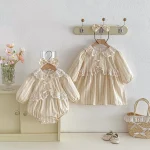 [66-140cm]ロンパース or ワンピース レース襟 リボン おしゃれ - Image 5