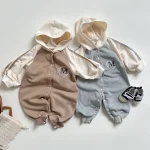 [66-90cm] 英字プリントフーディ オールインワン