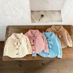 [73-110cm]花編み ニット カーディガン - Image 5