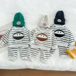 [66-100cm]セットアップ 笑顔 ボーダー カジュアル 子供服