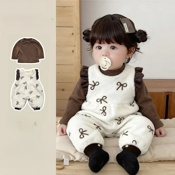 [73-100cm] リボン柄 ボア オールインワン & インナー